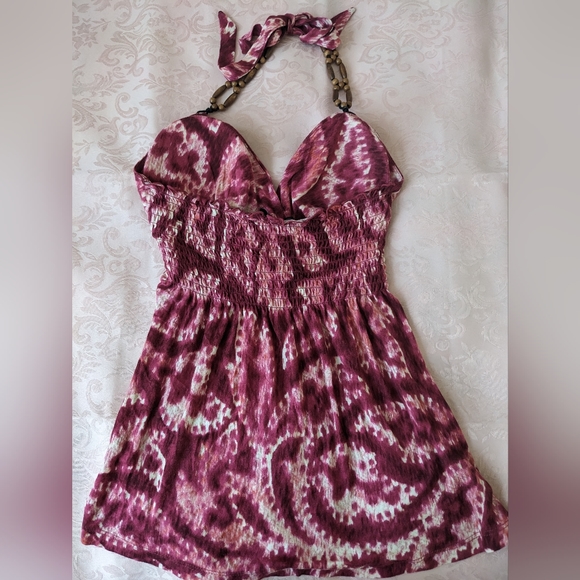 Guess Halter top - back tie w/wood beeds, padded bra & elastic waist - Picture 3 of 4